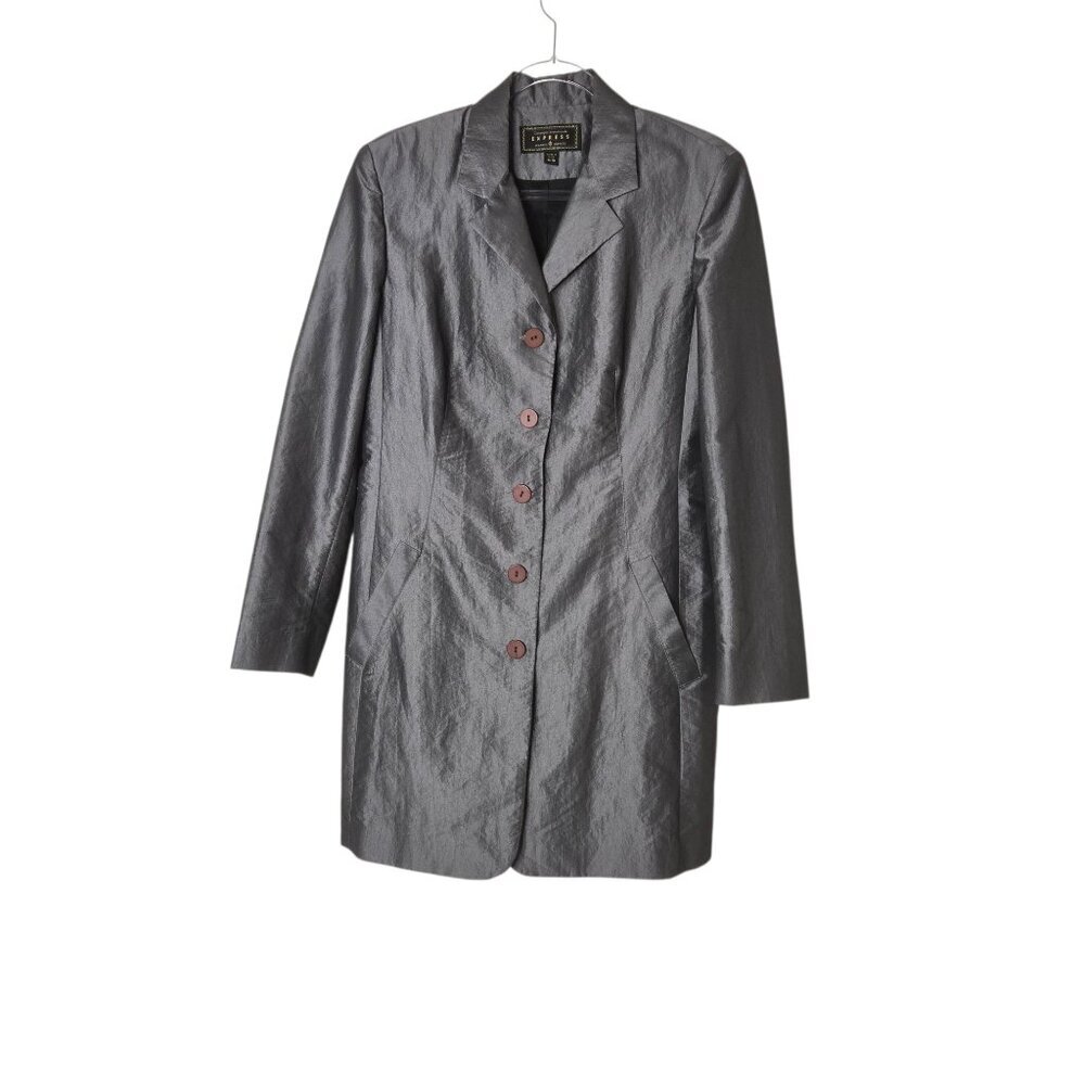 Vintage Express Gray Trench Coat Women's Sz 9/10 Campaign Intl Like New
